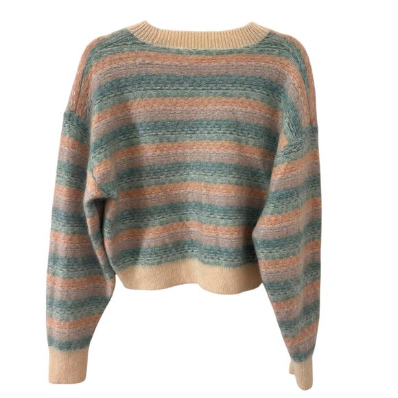 Aritzia Wilfred Mohair Striped Cropped Boxy Pastel Sweater Size Large - Picture 6 of 9